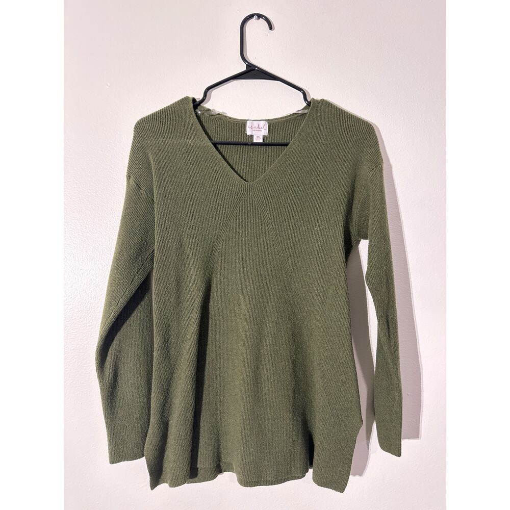 Isabel By Ingrid & Isabel Sweater XS V-Neck Pullover Olive Green Knit